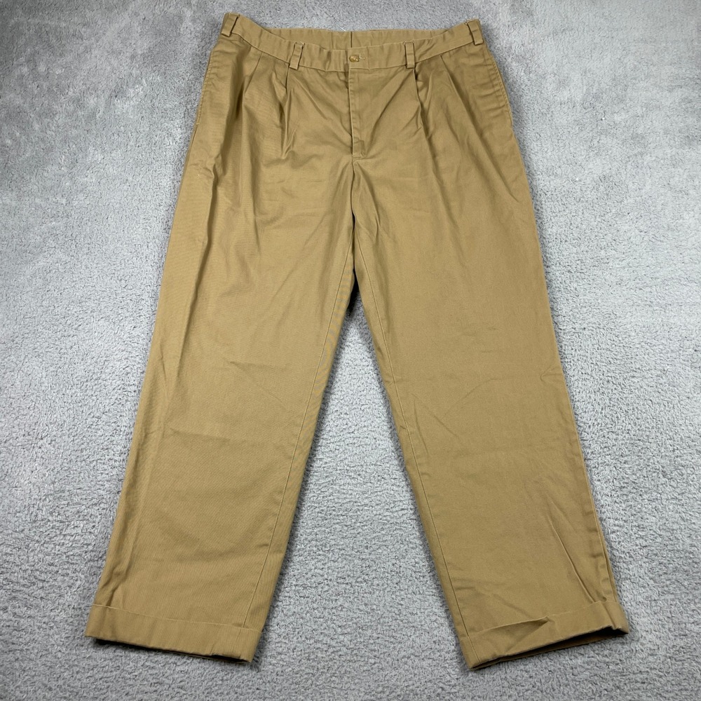 VTG Bills Khakis Chino Pants Mens 40 (Fits 37x30) Tan Double Pleated Made In USA